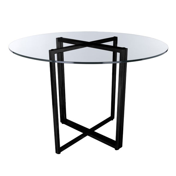 EuroStyle Legend Round Glass Dining Table with Steel Base Seats Four for Modern Matte Black 81136BLK-KIT