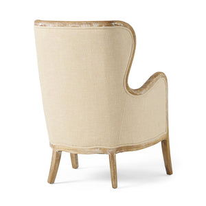 English Elm Christopher Knight Home® - CRENSHAW Beige Fabric Wing Chair with Oak Frame — High-Back Cozy Armchair for Living Room Comfort 56614.00