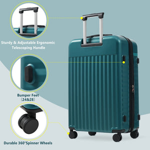 English Elm Luggage Set 5 Piece Abs Hardside Expandable Spinner Wheels Tsa Lock Travel Bags Dark Green N732P326115F