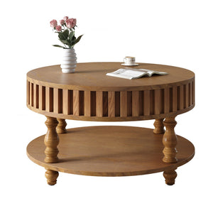 English Elm Farmhouse Fluted Square Coffee Table with Flip Top Hidden Compartment and Open Shelf Walnut Brown W1445P370480