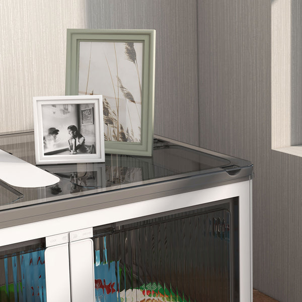 English Elm HOMCOM Collapsible Stackable Storage Bins with Lids, Wheels & 5-Sided Access, 110lb Capacity, White W2225P173956