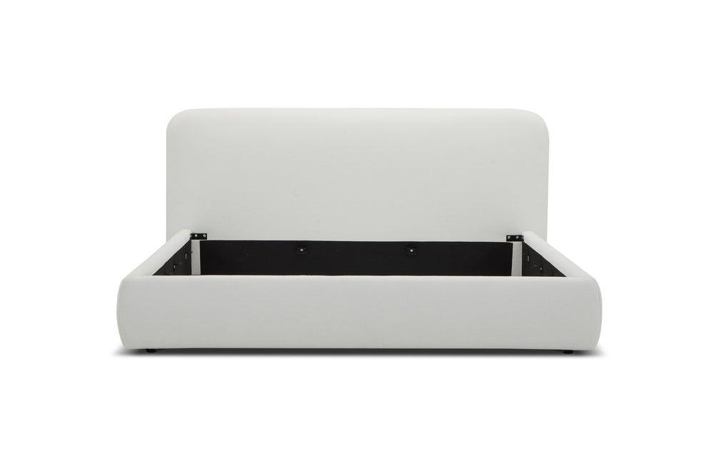 Vig Furniture Modrest Liam - Glam Ivory Upholstered Bed With Metal Slats For Queen & King Size Luxury Sleep White  Vgkk-kf.B2007-ivy