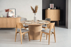 VIG Furniture Modrest Miami - Modern Natural Oak Round Dining Table With Extension VGME121255-DT-NAT