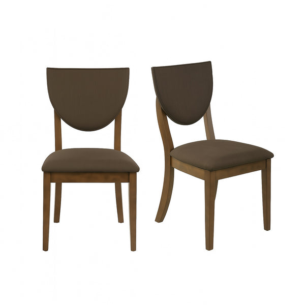English Elm Set of 2 Padded Walnut Fabric Dining Chairs with Curved Legs, Upholstered Comfort in Dark Chocolate B016P156865