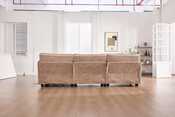 English Elm United We Win 112" Oversized Modular Chenille Sectional Sofa With Storage Ottoman & Usb Charging Ports W1568S00183-GIGA