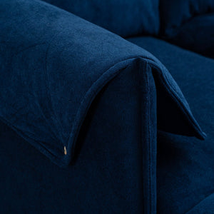 English Elm Convertible Convertible sofa with storage footstools, compact U-shaped 2-seater for small spaces, durable fabric comfort Blue W2012P252427