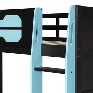 English Elm Twin Gaming Loft Bed with Desk Rgb Lighting and Multi-tier Shelves for Teen Rooms Blue LT000160AAC