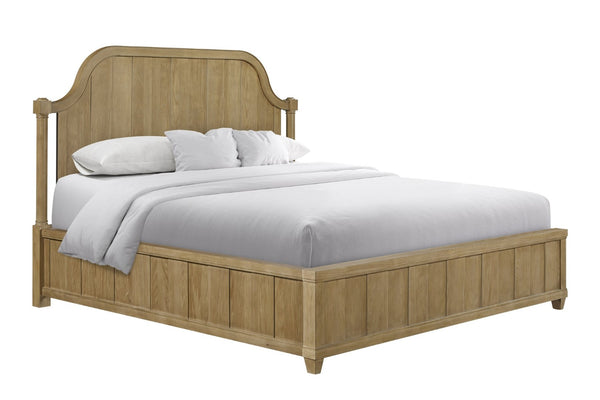 English Elm Queen Upholstered Headboard Bed Walnut Veneer Frame Transitional Bedroom Furniture B2699S00116