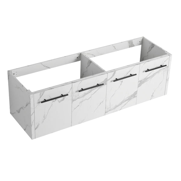 English Elm 60 Inch Wall-mounted Bathroom Vanity Cabinet with Soft-Close Doors, Eco Plywood, Scratch & Water-Resistant Finish White W999P208037