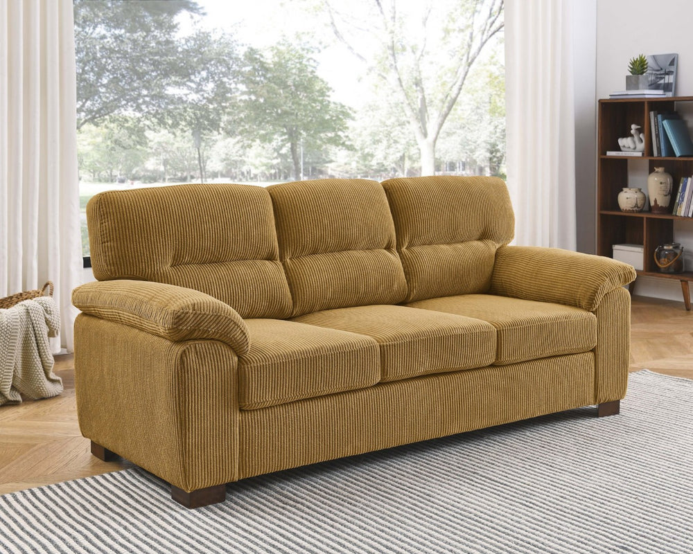 English Elm Vintage Tufted Leather Three Seat Sofa with Rolled Arms for Classic Living Rooms B343S00046