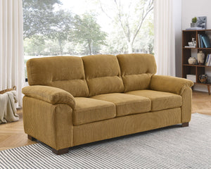 English Elm Vintage Tufted Leather Three Seat Sofa with Rolled Arms for Classic Living Rooms B343S00046