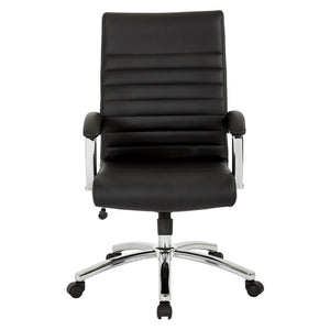 OSP Home Furnishings Executive Mid-back Office Chair with Faux Leather Upholstery and Lumbar Support Black FL92017C-U6