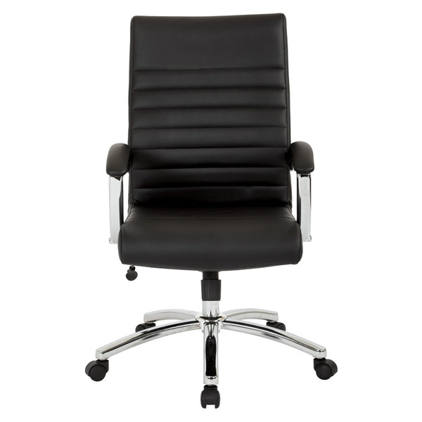 OSP Home Furnishings Executive Mid-back Office Chair with Faux Leather Upholstery and Lumbar Support Black FL92017C-U6