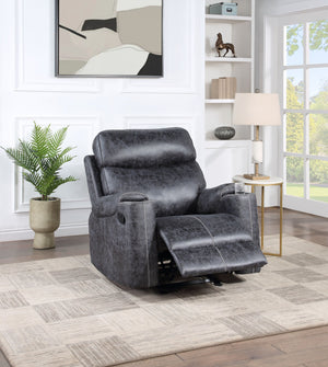 English Elm Hirah Microfiber Manual Recliner Chair with Cup Holder, Pocket Coil Seat, KD Back, 120° Recline Dark Gray 39.98 L x 30.32 W x 27.17 H B2726P362588
