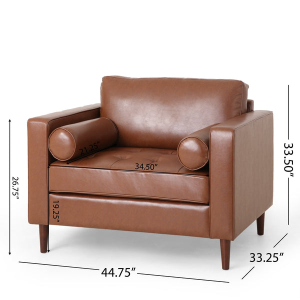 English Elm Christopher Knight Home® - CLUB Sophisticated Faux Leather Club Chair with Espresso Birch Legs, Plush Comfort and Modern Style Light Brown 45 L x 34.25 W x 23.5 H 72623.00COGN