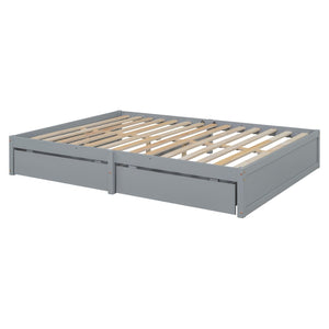 English Elm Full Size Pinewood Kids Daybed with Fence Rails Split Floor Bed and Storage Drawers Gray LP100882AAE