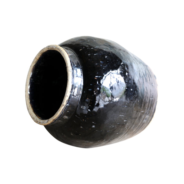 Lilys 10-12 Inchestall Vintage Oil Pot With Black Glaze Large (Size Vary) 8119-L
