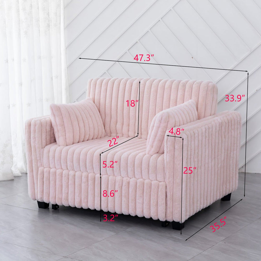 English Elm 3 in 1 Convertible Sleeper Sofa Bed with Plush Fabric, Spring Support, Cozy Skin-Friendly Comfort Light Pink W1767P195963