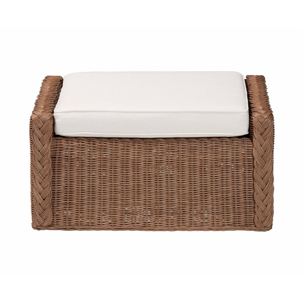 English Elm Bohemian Natural Rattan Braided Footstool Woven Pouf for Living Room Boho Decor B2750P467827