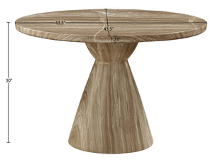 Meridian Furniture Aquino Round Concrete Dining Table Art Deco Hourglass Base Seats Four Indoor Outdoor Use Beige 811Beige-T