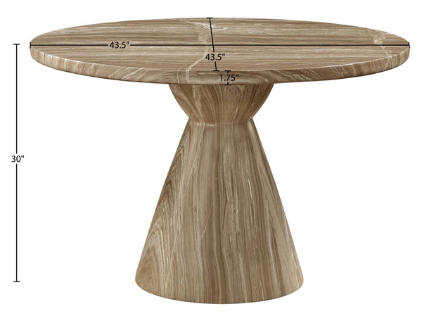 Meridian Furniture Aquino Round Concrete Dining Table Art Deco Hourglass Base Seats Four Indoor Outdoor Use Beige 811Beige-T