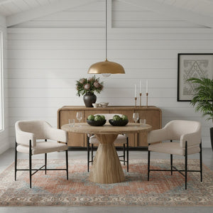 Meridian Furniture Aquino Round Concrete Dining Table Art Deco Hourglass Base Seats Four Indoor Outdoor Use Beige 811Beige-T