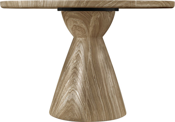 Meridian Furniture Aquino Round Concrete Dining Table Art Deco Hourglass Base Seats Four Indoor Outdoor Use Beige 811Beige-T