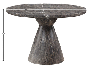 Meridian Furniture Aquino Round Concrete Dining Table Art Deco Hourglass Base Seats Four Indoor Outdoor Use Brown 811Brown-T