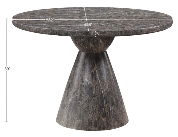 Meridian Furniture Aquino Round Concrete Dining Table Art Deco Hourglass Base Seats Four Indoor Outdoor Use Brown 811Brown-T