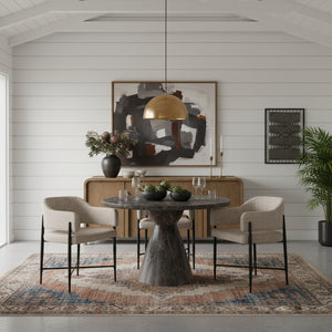 Meridian Furniture Aquino Round Concrete Dining Table Art Deco Hourglass Base Seats Four Indoor Outdoor Use Brown 811Brown-T