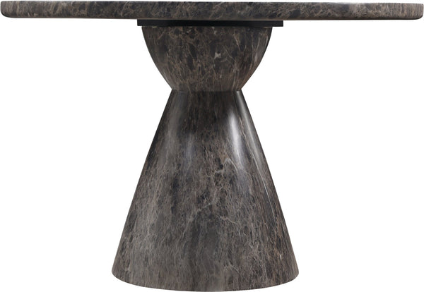 Meridian Furniture Aquino Round Concrete Dining Table Art Deco Hourglass Base Seats Four Indoor Outdoor Use Brown 811Brown-T