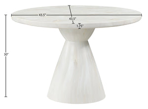 Meridian Furniture Aquino Round Concrete Dining Table Art Deco Hourglass Base Seats Four Indoor Outdoor Use White 811White-T