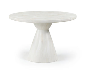 Meridian Furniture Aquino Round Concrete Dining Table Art Deco Hourglass Base Seats Four Indoor Outdoor Use White 811White-T