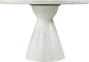Meridian Furniture Aquino Round Concrete Dining Table Art Deco Hourglass Base Seats Four Indoor Outdoor Use White 811White-T