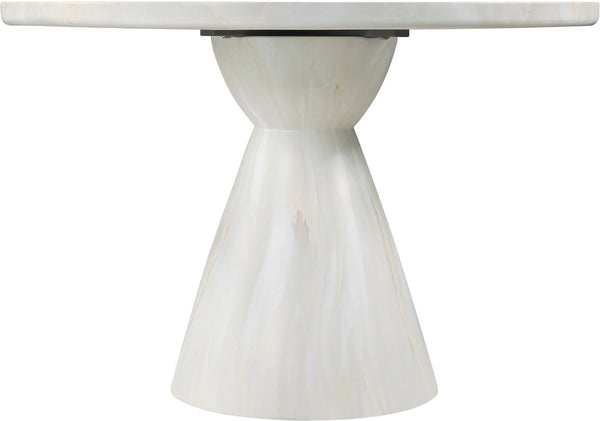 Meridian Furniture Aquino Round Concrete Dining Table Art Deco Hourglass Base Seats Four Indoor Outdoor Use White 811White-T