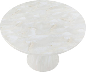 Meridian Furniture Aquino Round Concrete Dining Table Art Deco Hourglass Base Seats Four Indoor Outdoor Use White 811White-T
