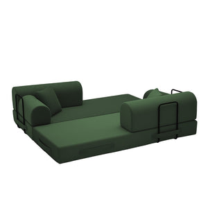 English Elm Convertible Corduroy Floor Sofa Folds Flat as Sleeper Daybed for Studio Living Green W5532P438819