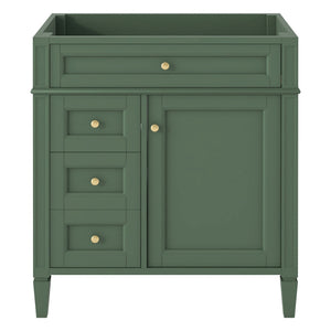 English Elm 30'' Modern Bathroom Vanity Cabinet with Roman Legs, 3 Drawers, Adjustable Shelf, Tip-Out Drawer, Durable MDF/Solid Wood Green N710P236988F