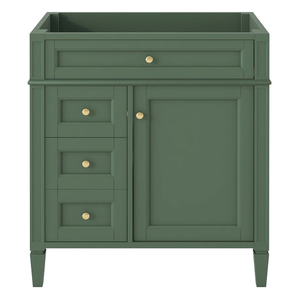 English Elm 30'' Modern Bathroom Vanity Cabinet with Roman Legs, 3 Drawers, Adjustable Shelf, Tip-Out Drawer, Durable MDF/Solid Wood Green N710P236988F