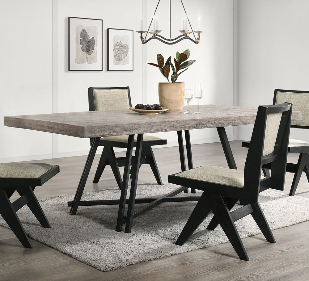 English Elm Dining Round Table 54" Diameter Rustic Warm Finish 30" Height Elegant Nailhead Style Design Black 87 L x 42 W x 6 H B2741P286620