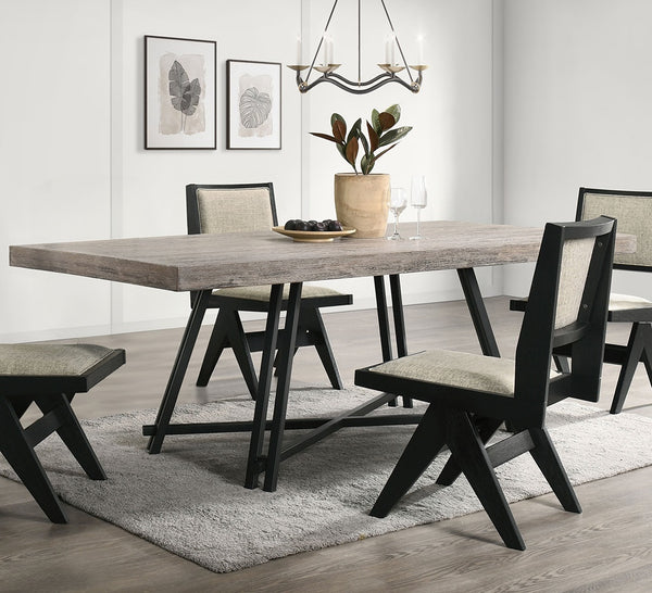 English Elm Dining Round Table 54" Diameter Rustic Warm Finish 30" Height Elegant Nailhead Style Design Black 87 L x 42 W x 6 H B2741P286620