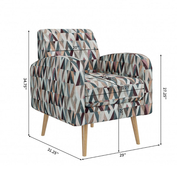 English Elm Darien Geometric Prism Upholstered Accent Armchair with Solid Wood Legs for Small Spaces Red B127P495073