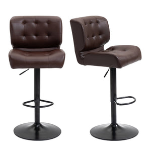 English Elm Homcom Adjustable Swivel Barstools Set of 2 Tufted Padded Seats Metal Base W2225P229256