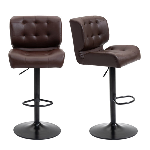 English Elm Homcom Adjustable Swivel Barstools Set of 2 Tufted Padded Seats Metal Base W2225P229256