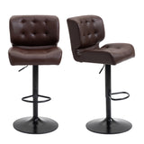 English Elm Homcom Bar Height Bar Stools Set Of 2 With Adjustable Seat, Thick Padded Cushion and Metal Footrest For Home Bar, Brown