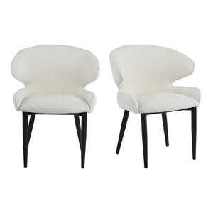 English Elm Modern Shell Back Upholstered Dining Chairs Set of 2 Scandinavian Fabric Seat N772P429023B