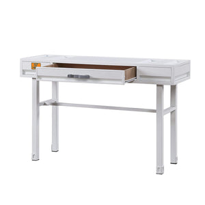 English Elm Metal Vanity Desk with Recessed Panel Design, One Drawer Accent Table for Stylish Bedroom Focal Point White B016P317132