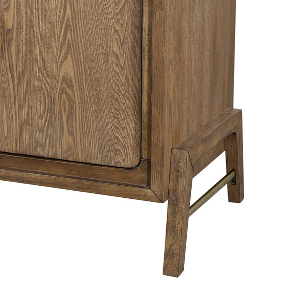 English Elm Two Door Latte Server 46" Light Brown Solid Wood+MDF Buffet Cabinet with Custom Hardware, Modern Finish B2699P238655