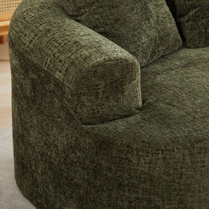 English Elm Curved Chenille Loveseat with Memory Foam Deep Seat and Three Pillows for Compact Living Olive Green W2915P370966
