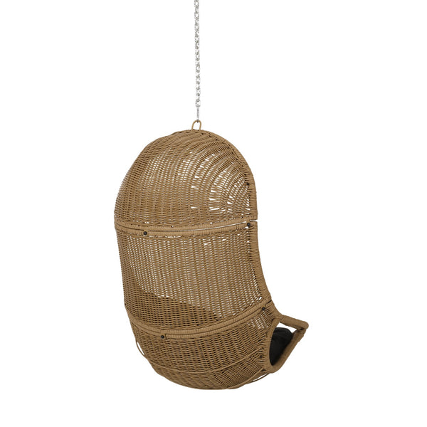 English Elm Christopher Knight Home® - Berkshire Cozy Hanging Chair With 8Ft Chain - Stylish Wicker Design, Plush Cushions & Versatile Use 70842.00BLK